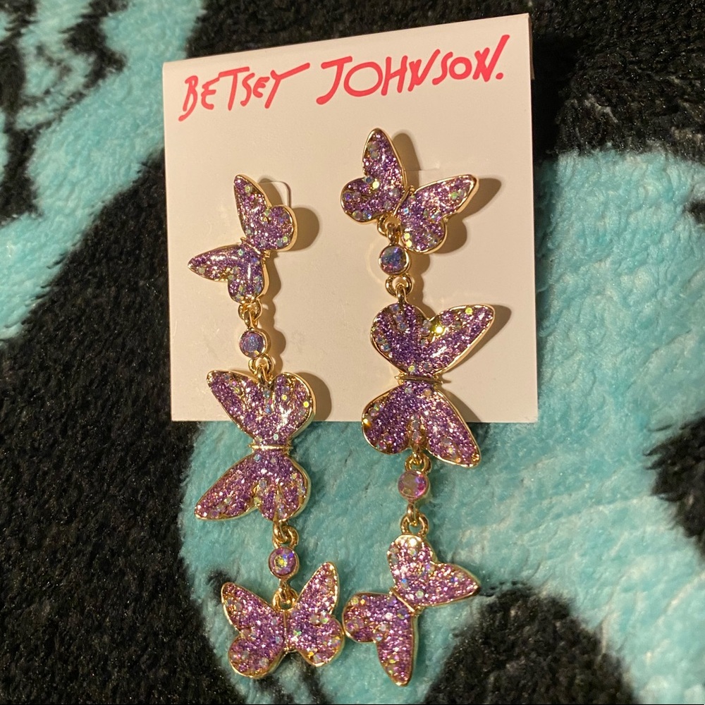 Betsey Johnson Lavender Crystal Butterflies